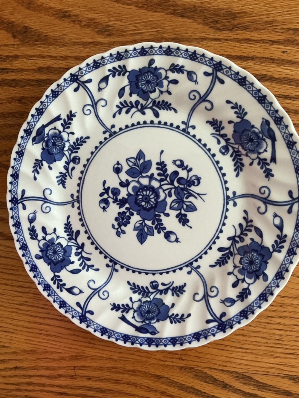 Classic Blue Floral Porcelain Dinner Plate.Replacement plate